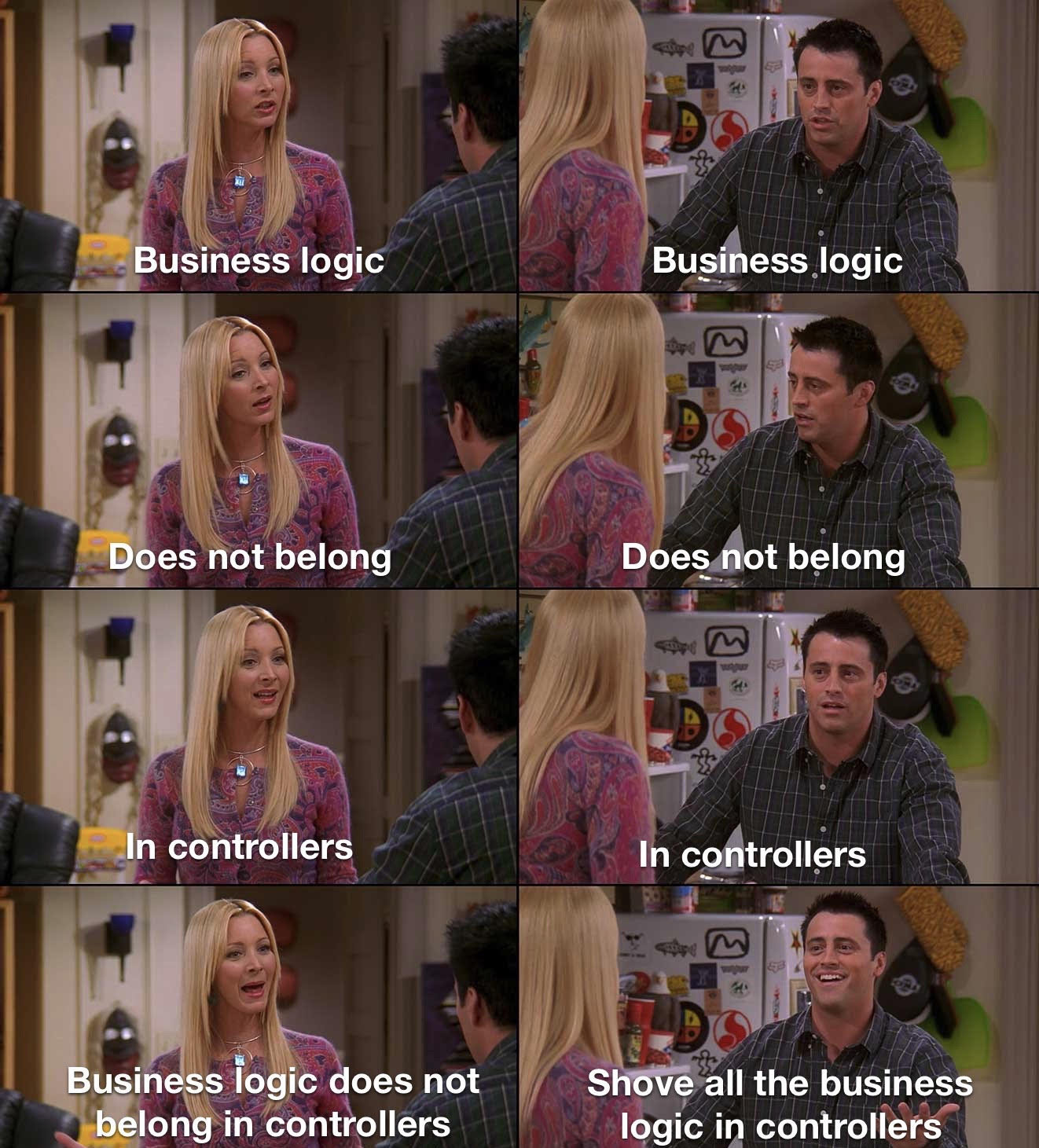 Friends meme about business logic
