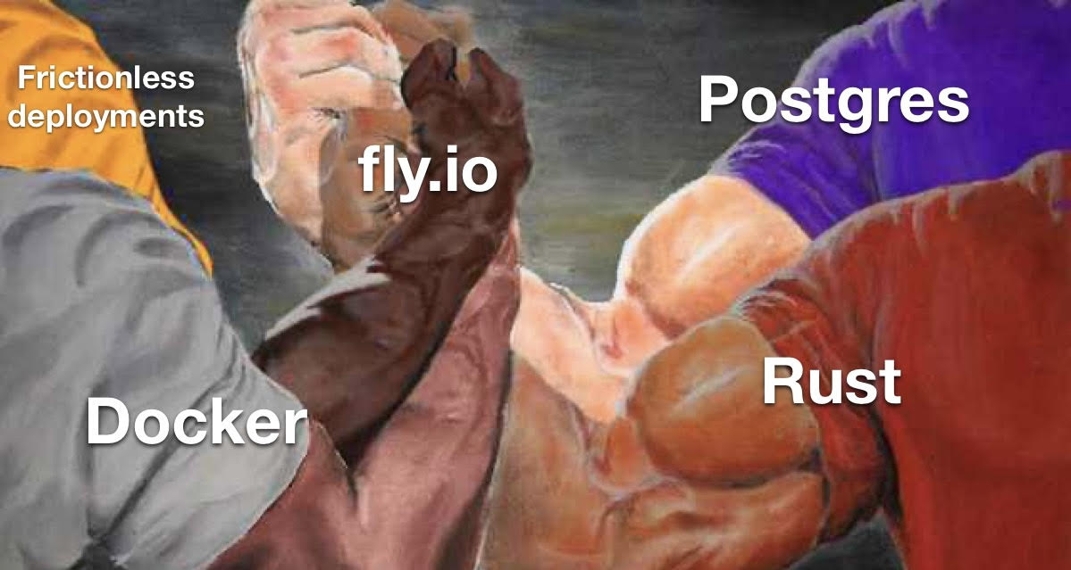 Rust and Fly.io meme